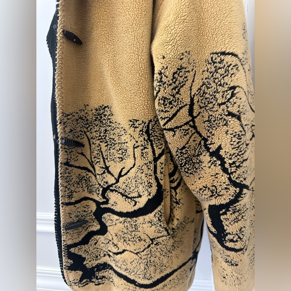 Vintage 1980s Cozy Fuzzy Reversible Brown Black Denali Polar Fleece Coat (Large) - Picture 6 of 13